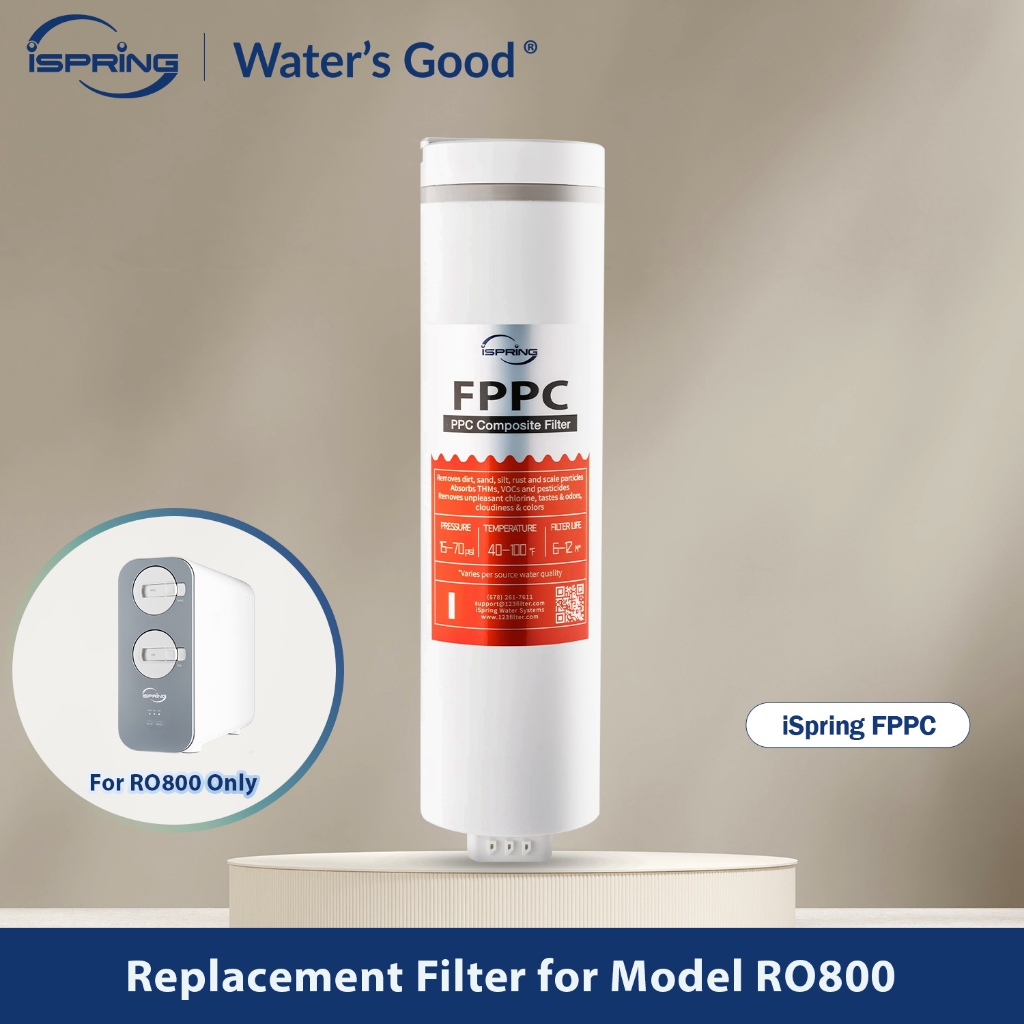 Ispring FPPC เปลี่ยนเครื่องกรองน้ําสําหรับ RO800G Reverse Osmosis ระบบกรองเปลี่ยนตลับหมึกกรองน้ําดื่มสําหรับ RO800G