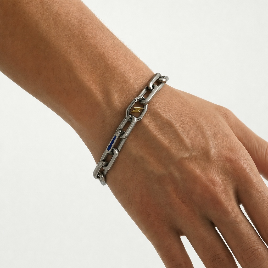 LIEN Cyberpunk Lightning Bolt Bracelet ผู้ชาย|17/19/21ซม|เหล็กไทเท|ฮิปฮอป|กันน้ํากันน้ํา|ของขวัญสําหรับเขา