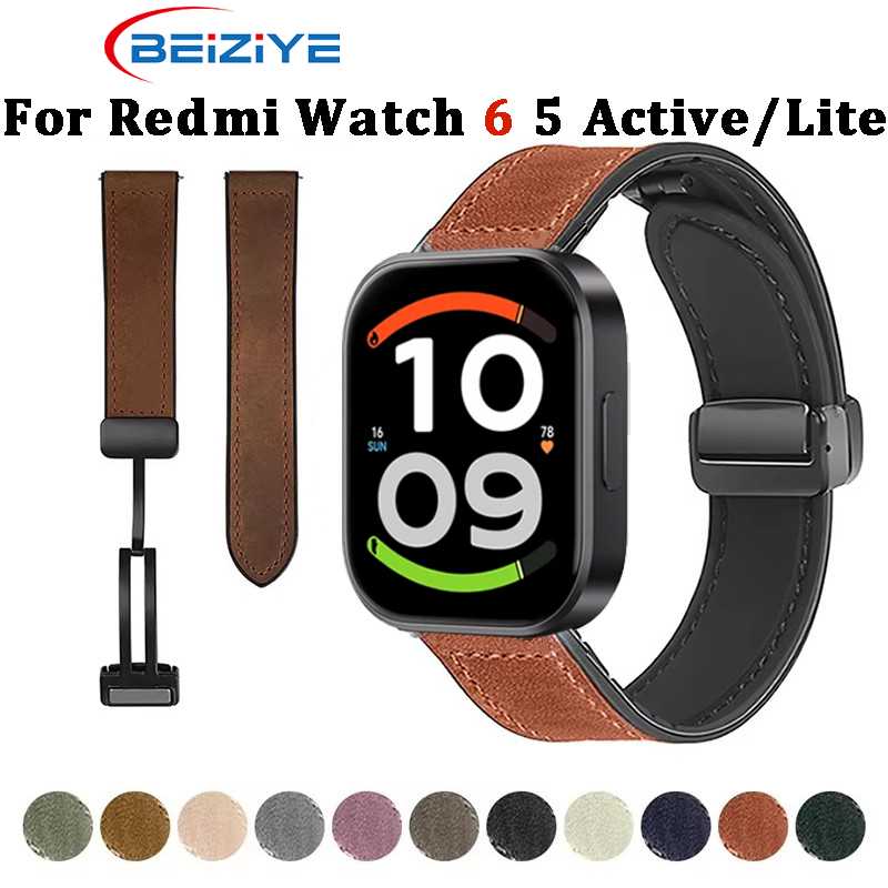 Redmi Watch 6 Active/Lite สายหนังแม่เหล็ก Redmi Watch 5 Active/Lite สมาร์ทวอท์ชซิลิโคนแม่เหล็กหัวเข็มขัดสร้อยข้อมือ Watchband Accessorie