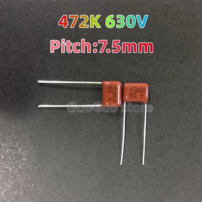 10pcs Original CBB Capacitor 472K 630V 4.7NF 4700PF Pitch: 7.5 มม.ใหม่ของแท้