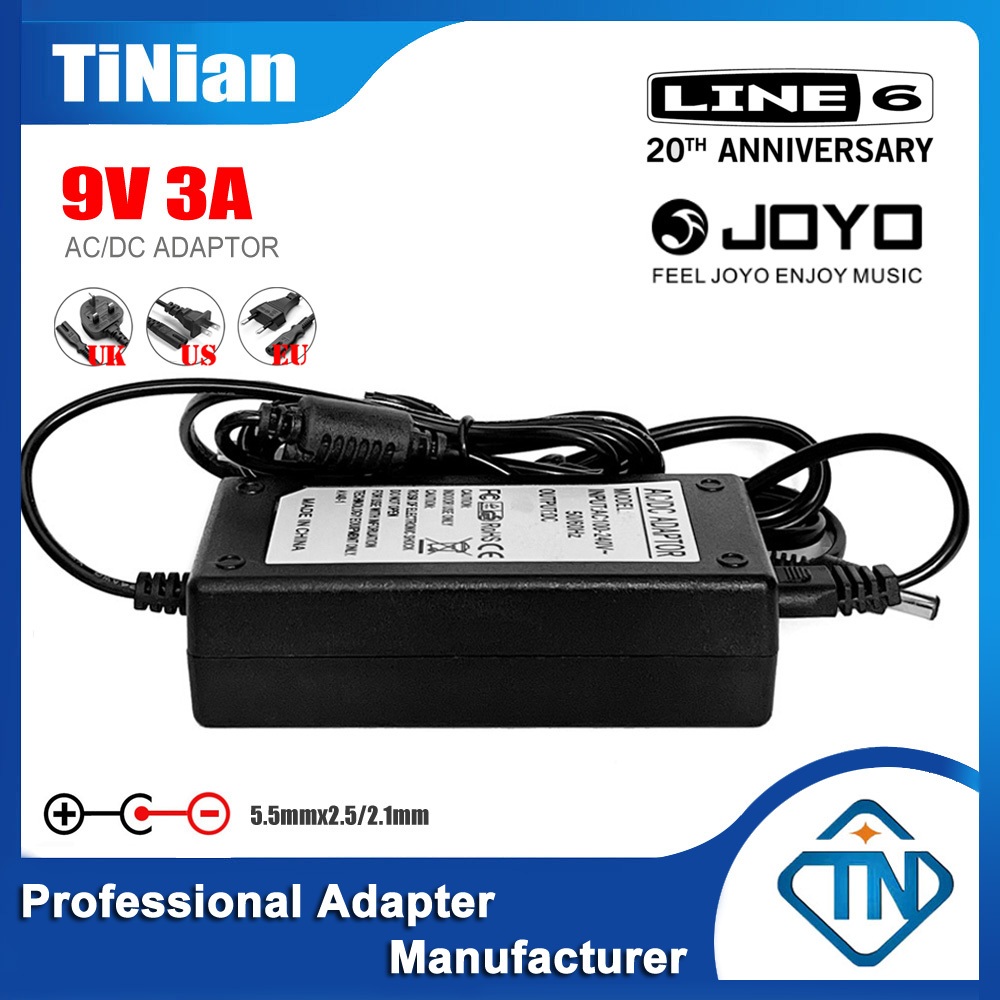 9V 3A 2.5A เครื่องชาร์จอะแดปเตอร์ AC/DC สำหรับ LINE 6 POD GO HD BEAN DC-3G HD300 HD400 HD500 HD500X และ Joyo Jam Buddy Multi-Effects เหยียบแหล่งจ่ายไฟ