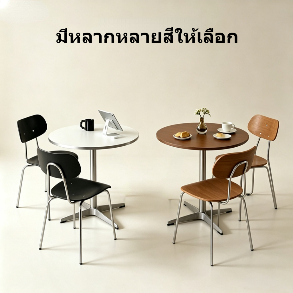 โต๊ะกลมขอบเงินเหมาะสําหรับคาเฟ่สไตล์เกาหลีขนาดเล็กพื้นที่รับประทานอาหารหรือพื้นที่ประชุมและเจรจา