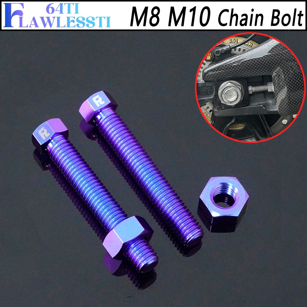 FLAWLESSTI M8x45-60 M10x50x1.25 Pitch Gr5 ไทเทเนียม Bolt โซ่ปรับ Bolt สําหรับ Tmax 560 CBR650R X-ADV