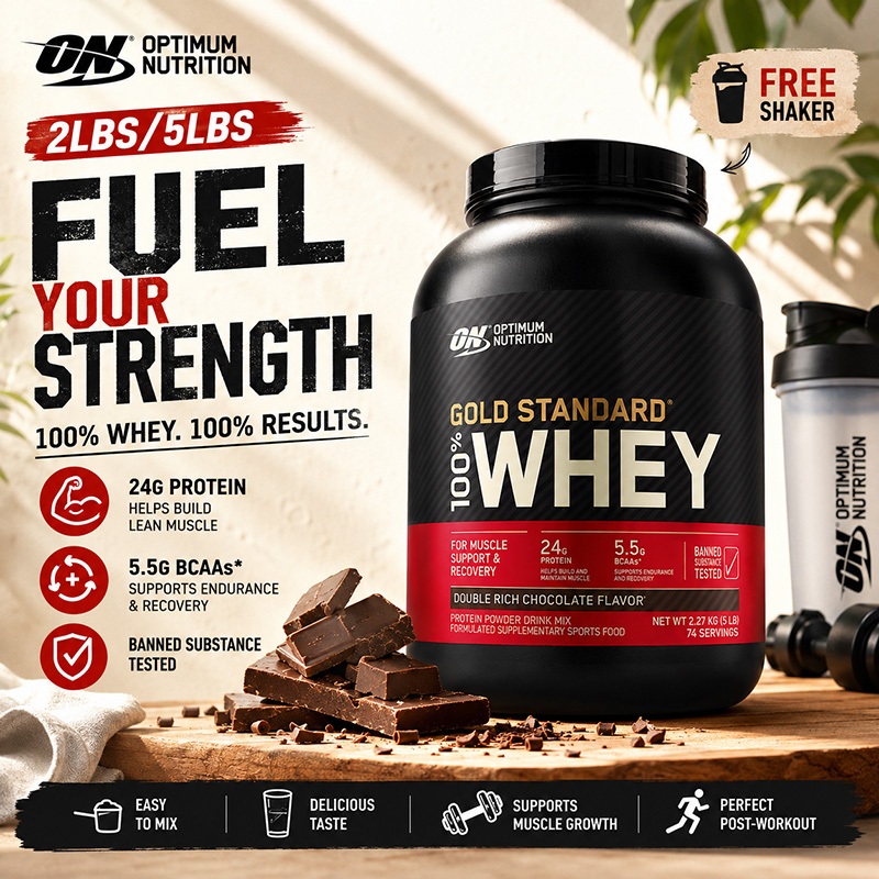 ON Gold Standard Whey Protein 2LBS 5LBS-Double Rich Chocolate