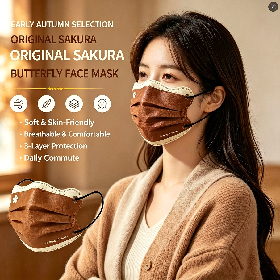 สีกาแฟผู้ใหญ่ฤดูใบไม้ร่วงบรรยากาศหน้ากาก 50 ชิ้นผสมแต่ละบรรจุทิ้ง เหมาะสําหรับใช้ทุกวันและกิจกรรมกลางแจ้ง หน้ากากผู้ใหญ่