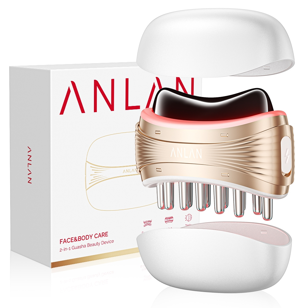 ANLAN 2 In 1 เครื่องนวดหน้า เครื่องกัวซาไฟฟ้า Gua Sha Face Device  Lifting Scalp Care