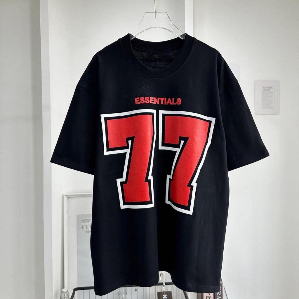 Big Number 77 เสื้อยืดแขนสั้นพิมพ์ลาย, American Football-Style Oversize Unisex Casual Top Sizes XS 3