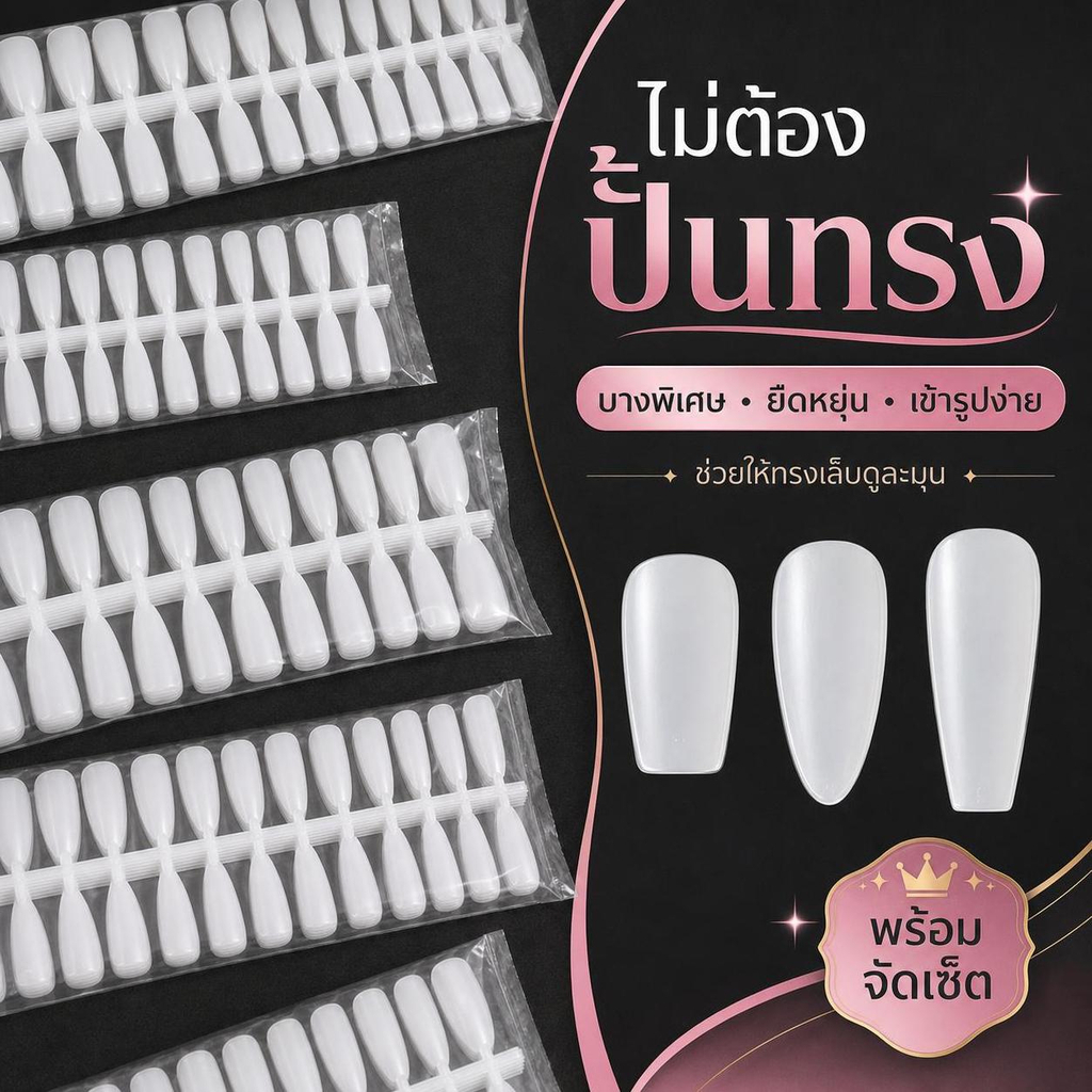 JINHF 300 ชิ้น/ถุงเล็บปลอมเคล็ดลับ Matte Coverage โปร่งใสปลอมเคล็ดลับเล็บเจล Extension Diy ฝึกเล็บเครื่องมือ Jelly
