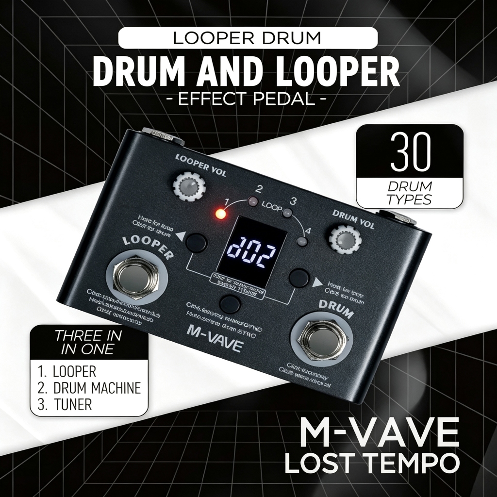 M-VAVE กีตาร์เหยียบกลอง Looper Effector LOST TEMPO 30 กลอง 11 Mins Looper Recoding Time Precision Tu