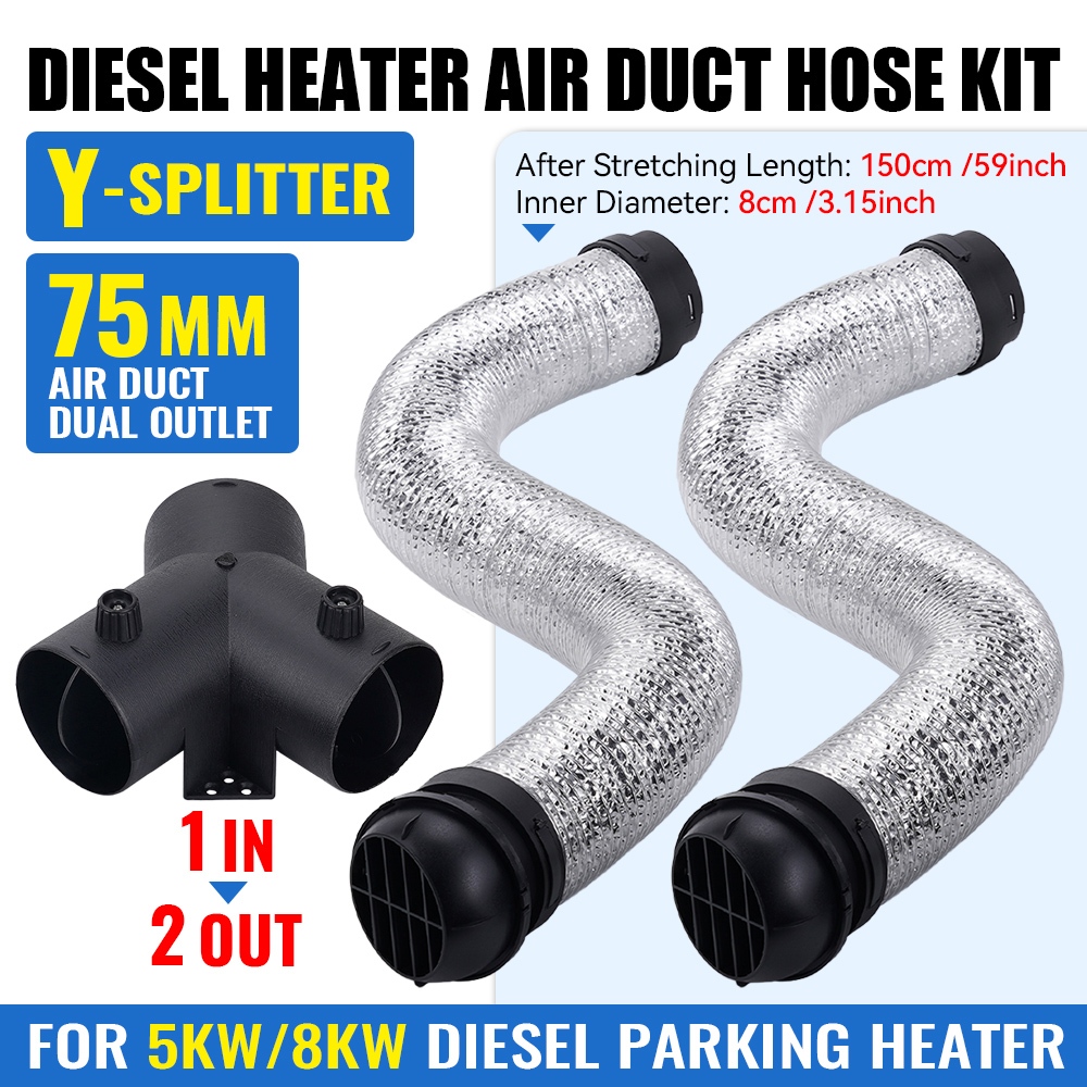 1.5M 75 มม.ท่อยืดหยุ่น Y/T วาล์วสําหรับ 5KW 8KW ดีเซลเครื่องทําความร้อน, RV รถบรรทุกเรือ Camper