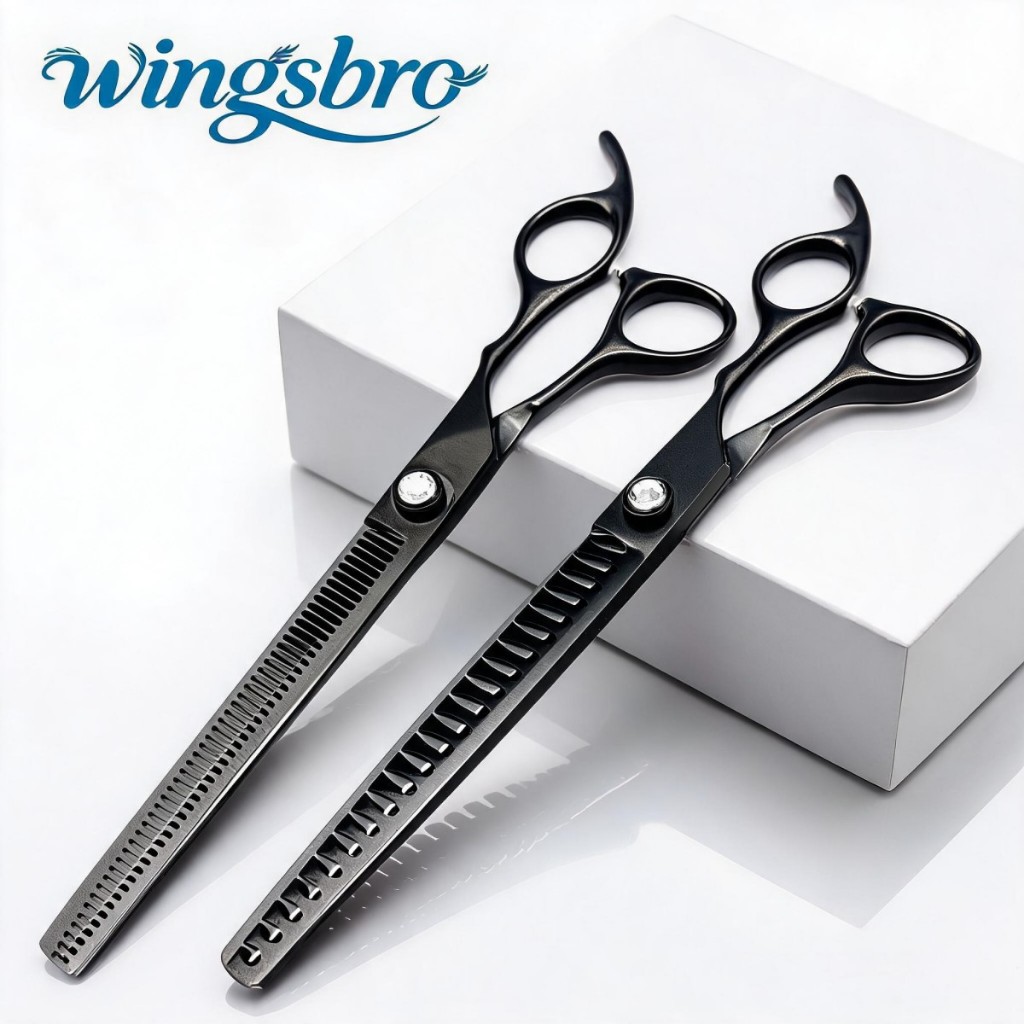 Wingbro8.0 นิ้ว Professional Pet Grooming กรรไกรสุนัขความงามกรรไกร Chunkers อุปกรณ์สําหรับสัตว์เลี้ยงสุนัขผอมบางกรรไกร Groomer