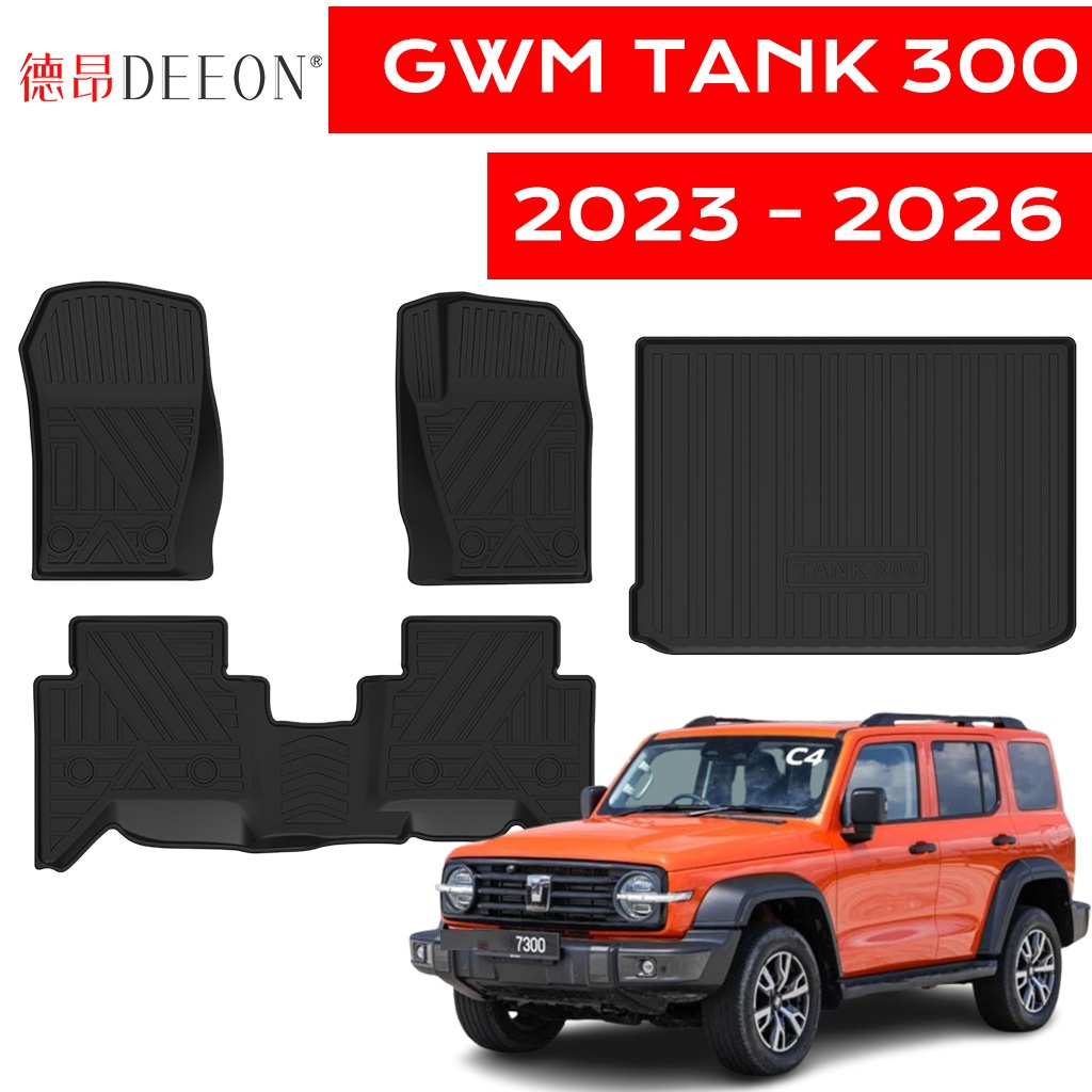 [DEEON] 2023-2027 GWM TANK 300 พรมปูพื้นรถยนต์ 3D, TPE, ไม่พอดี EV/ PHEV, กันน้ํา