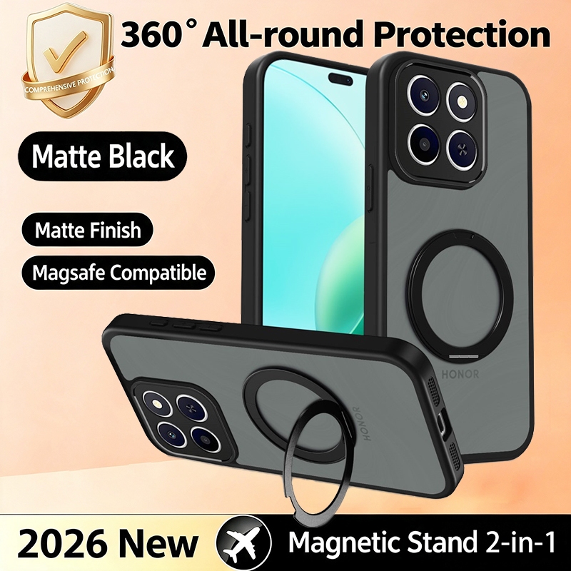 สําหรับ Honor X7D X7C X6C X8C X9B X9C Matte โปร่งใส Tick-Tick 360 องศาหมุนวงเล็บแม่เหล็กติดตั้งฝาครอ