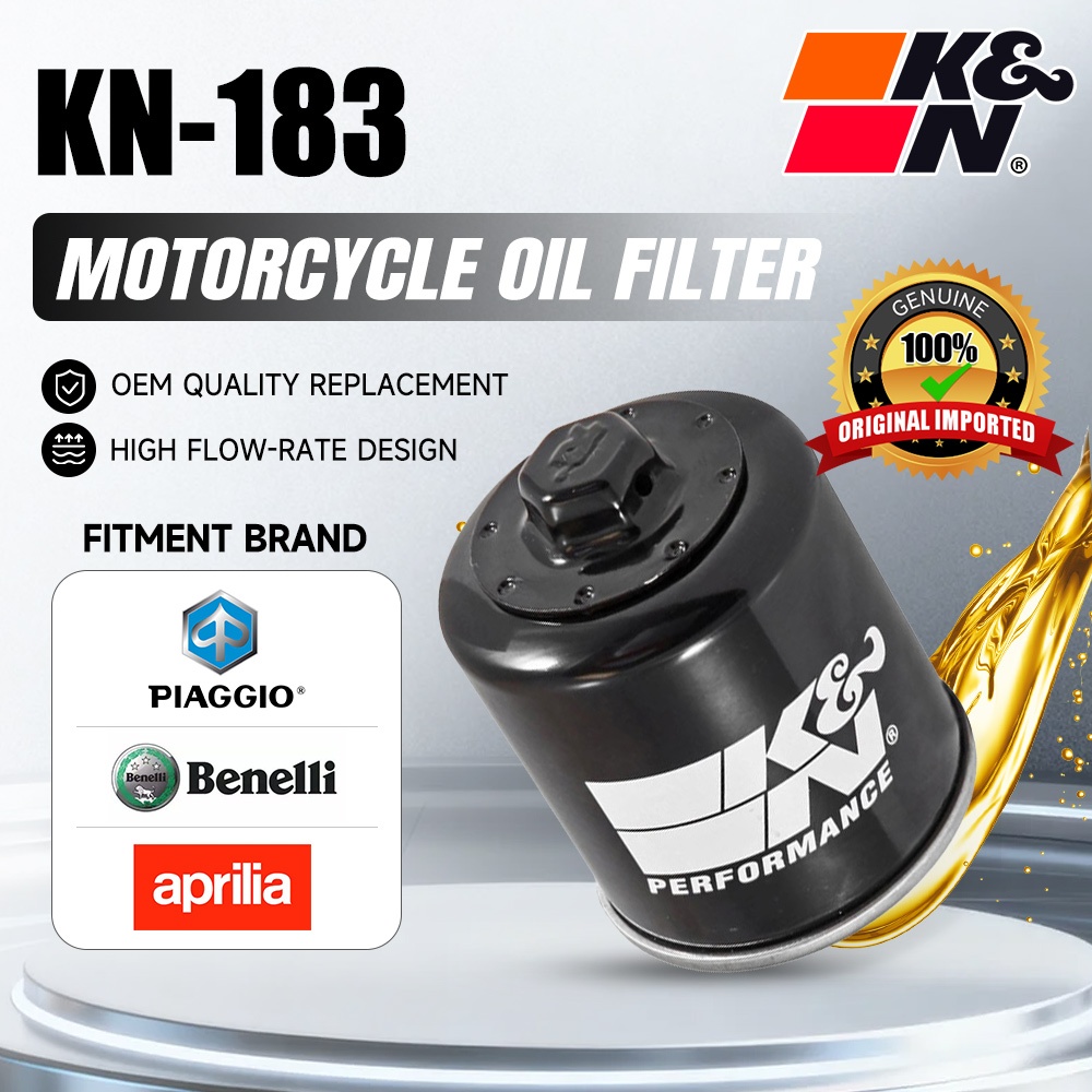 K&N กรองน้ํามันเครื่อง KN-183 สําหรับ Piaggio Vespa/Aprilia/Benelli