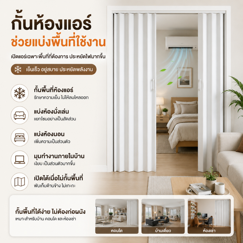 ประตูบานเลื่อน ฉากกั้นห้อง PVC พับได้ รางเลื่อนกึ่งอัตโนมัติ หนา 6 มม. ปราศจากฟอร์มาลดีไฮด์ ประตูกั้นเครื่องปรับอากาศ ประตูสำหรับแมว ฉากกั้นห้องน้ำ