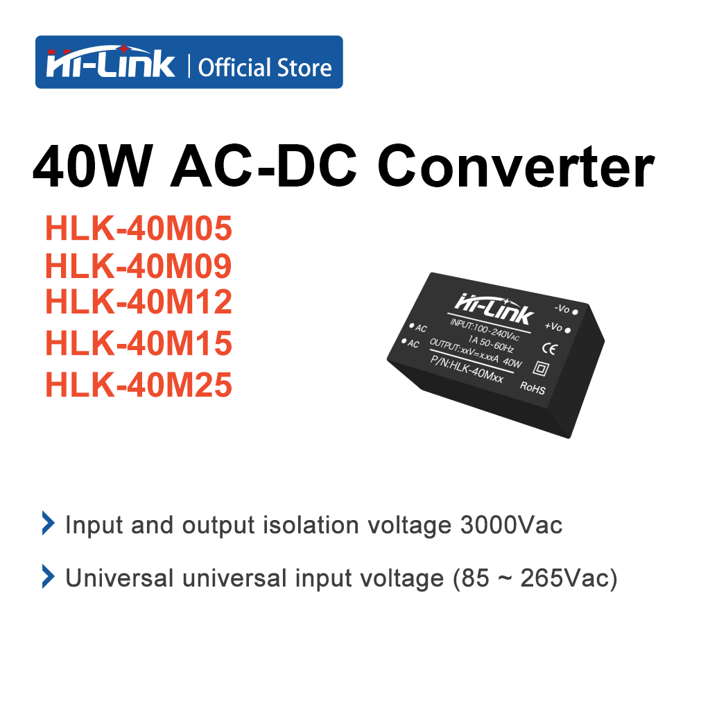 HLK-40M12 HLK-40M05 HLK-40M15 HLK-40M24 โรงงาน Hi-Link 220V 230V 240Vac ถึง 40W 9V DC เอาต์พุต Switc