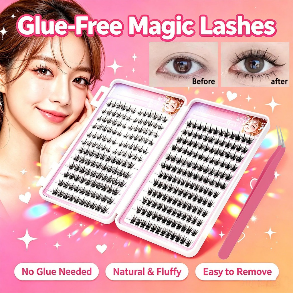 240-288 Cluster กาวฟรีขนตาปลอมรวม Tweezer Self กาวขนตาธรรมชาติ Self กาว Lash Clusters 10-12 มม.Pre ติดขนตา Clusters ไม่มี Needed Lashes