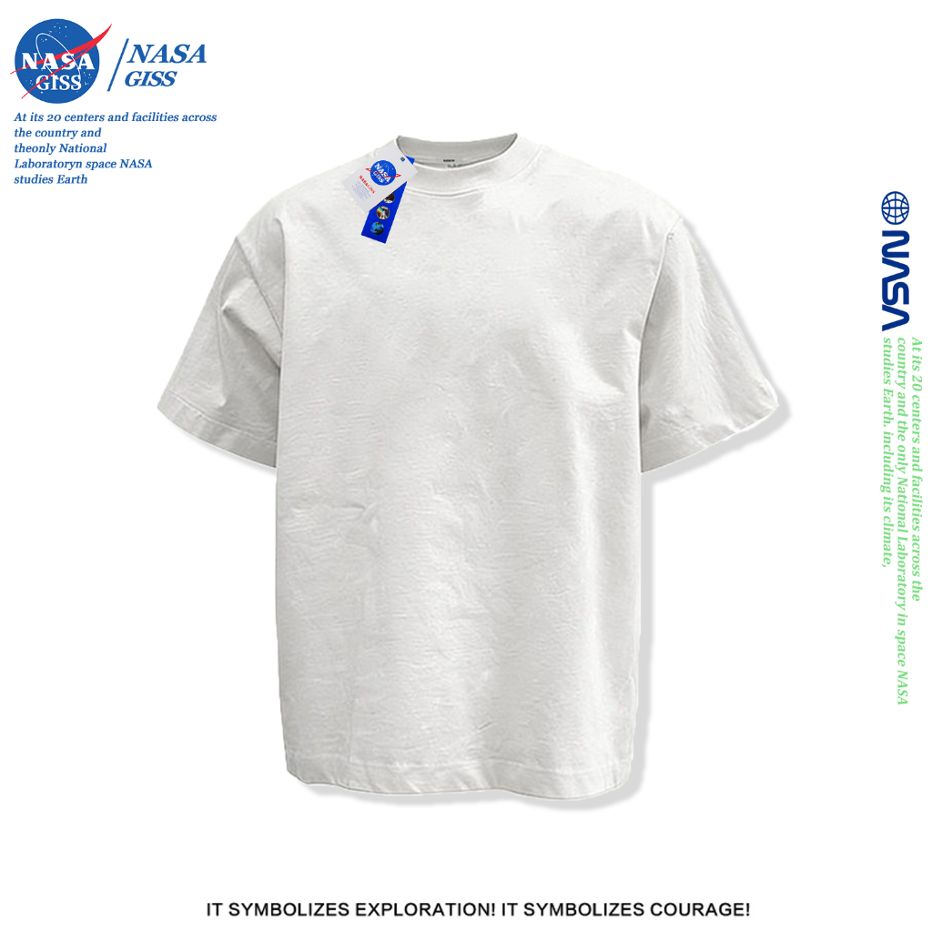 NASA เสื้อยืดชายหญิงแขนสั้น รุ่นอัพเกรด260g สไตล์ลำลอง summer t-shirt คอตตอน100% อ่อนนุ่ม หลวมและระบายอากาศ