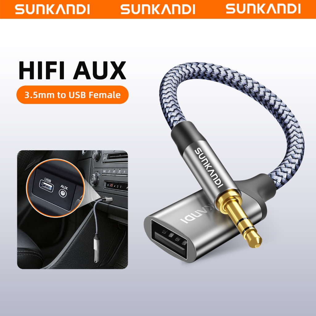 SUNKANDI 3.5 มม.ถึง USB หญิงอะแดปเตอร์เสียง AUX อะแดปเตอร์สําหรับ U-DISK/USB แฟลชไดรฟ์ด้านล่าง 8G