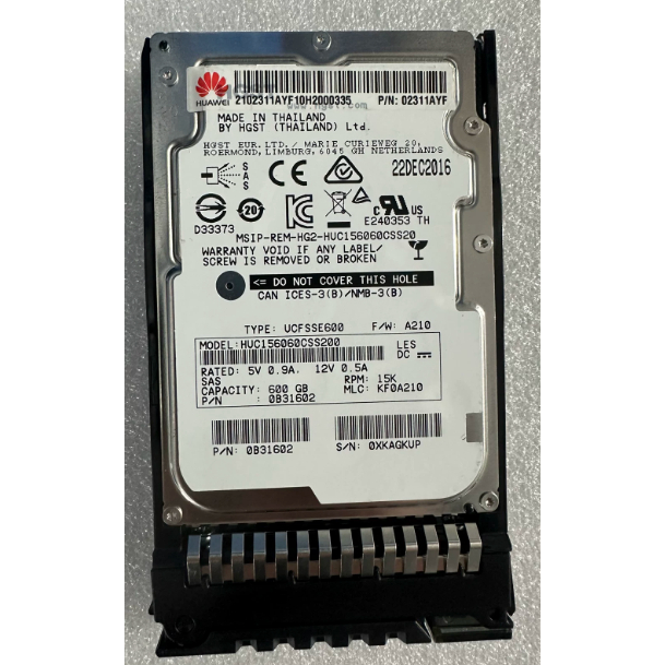 สําหรับ Huawei 02311AYF 600G 15k 12Gb 2.5 นิ้ว RH5885 RH2288H V3 V5