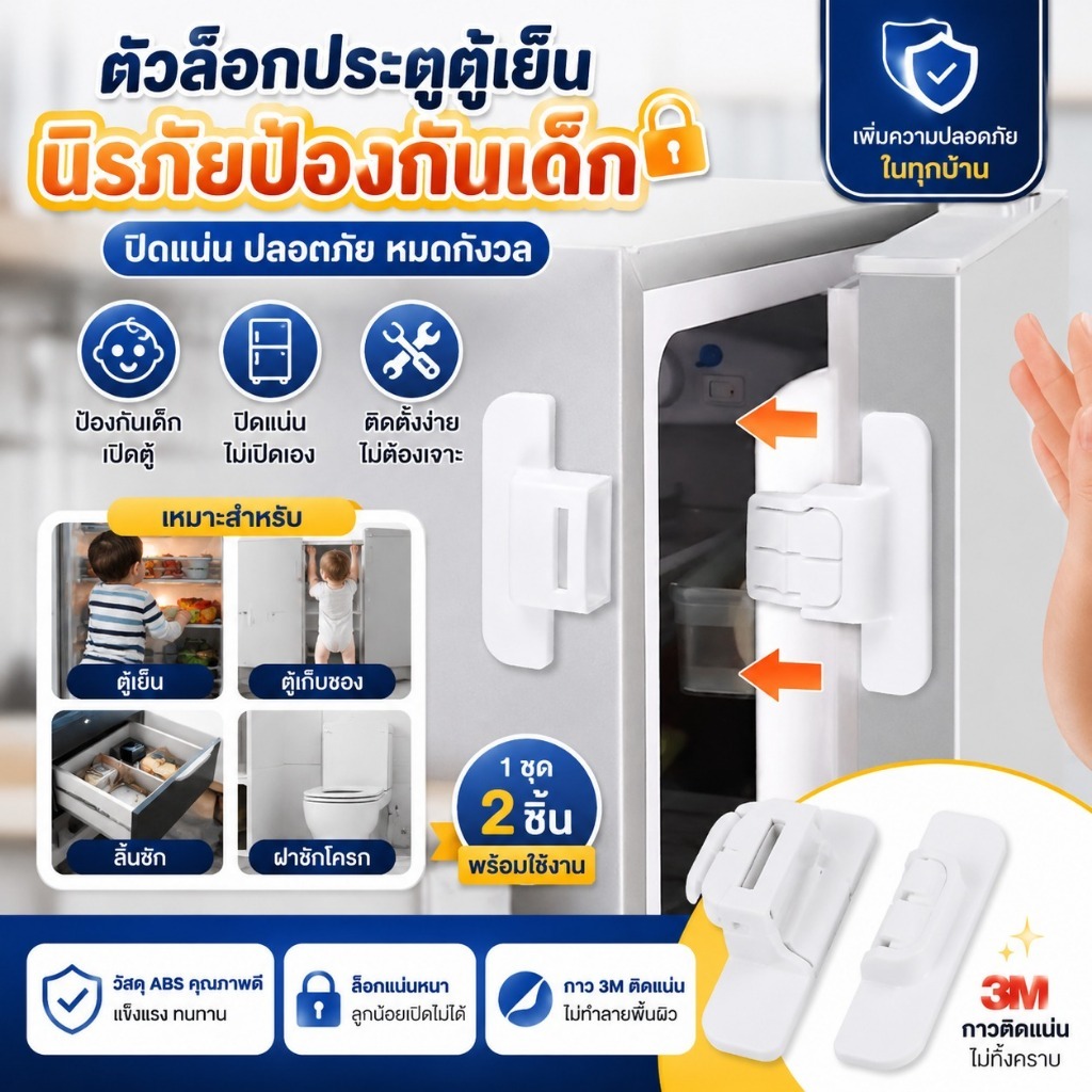 Chuffed> ตัวล็อกประตูตู้เย็น ตู้ เฟอร์นิเจอร์ ป้องกันน้ําเปิด เพื่อความปลอดภัย สําหรับเด็ก 2 ชิ้น