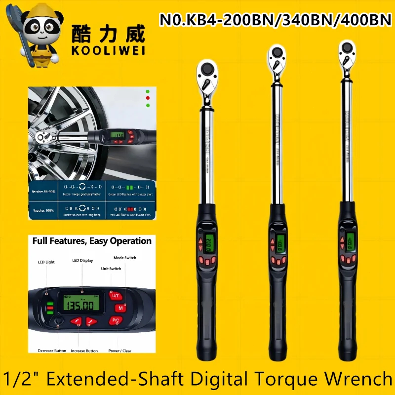KOOLIWEI KB4‐200BN/340BN/400BN ประแจแรงบิดดิจิตอล 1/2" 10‐400N.m ±2% 999Mem Auto Heavy Machinery Rep