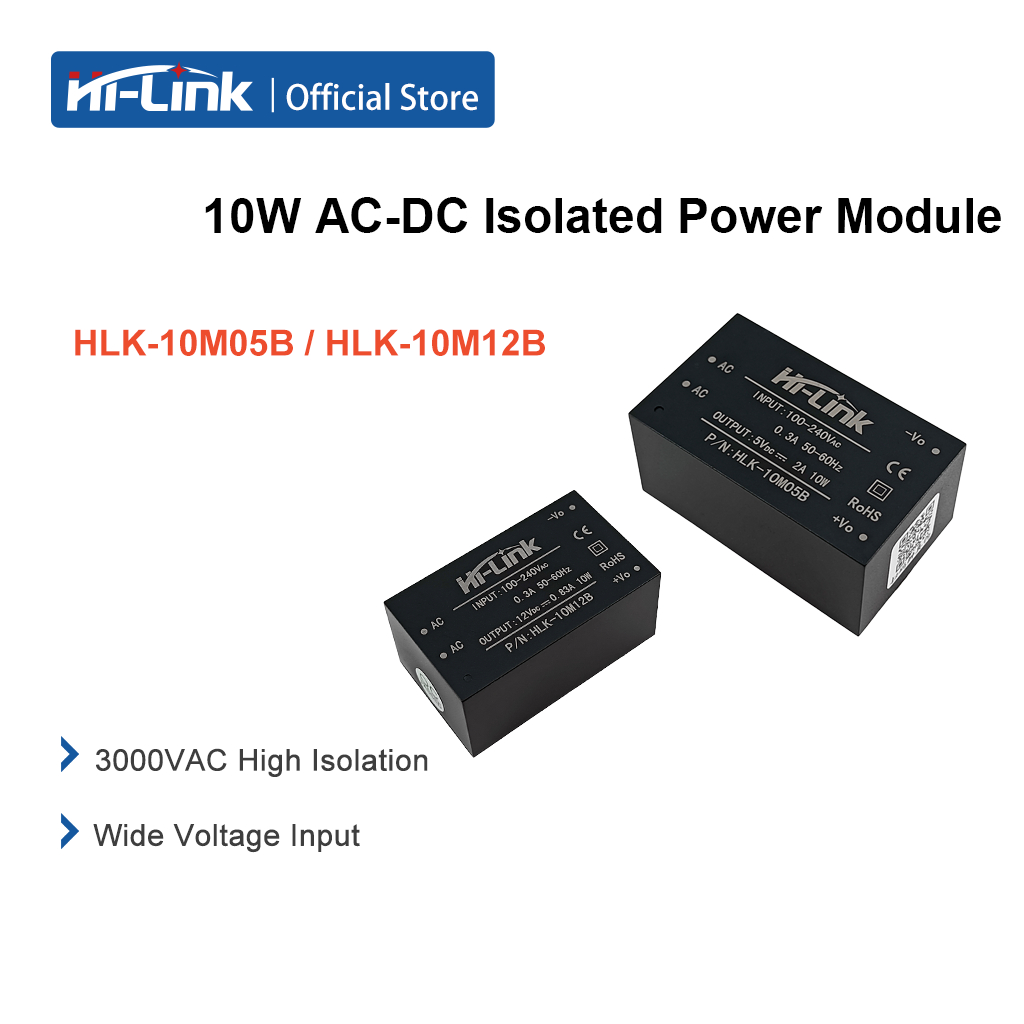 2/5pcs Hi-Link HLK-10M05B / HLK-10M12B 10W AC-DC Isolated Power Module 85-265VAC ถึง 5V/12V แหล่งจ่า