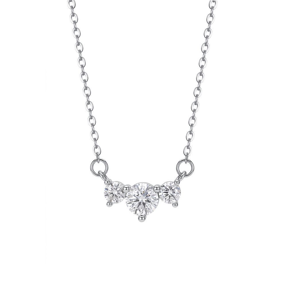 S925 เงินสเตอร์ลิง Moissanite 3 สร้อยคอหิน