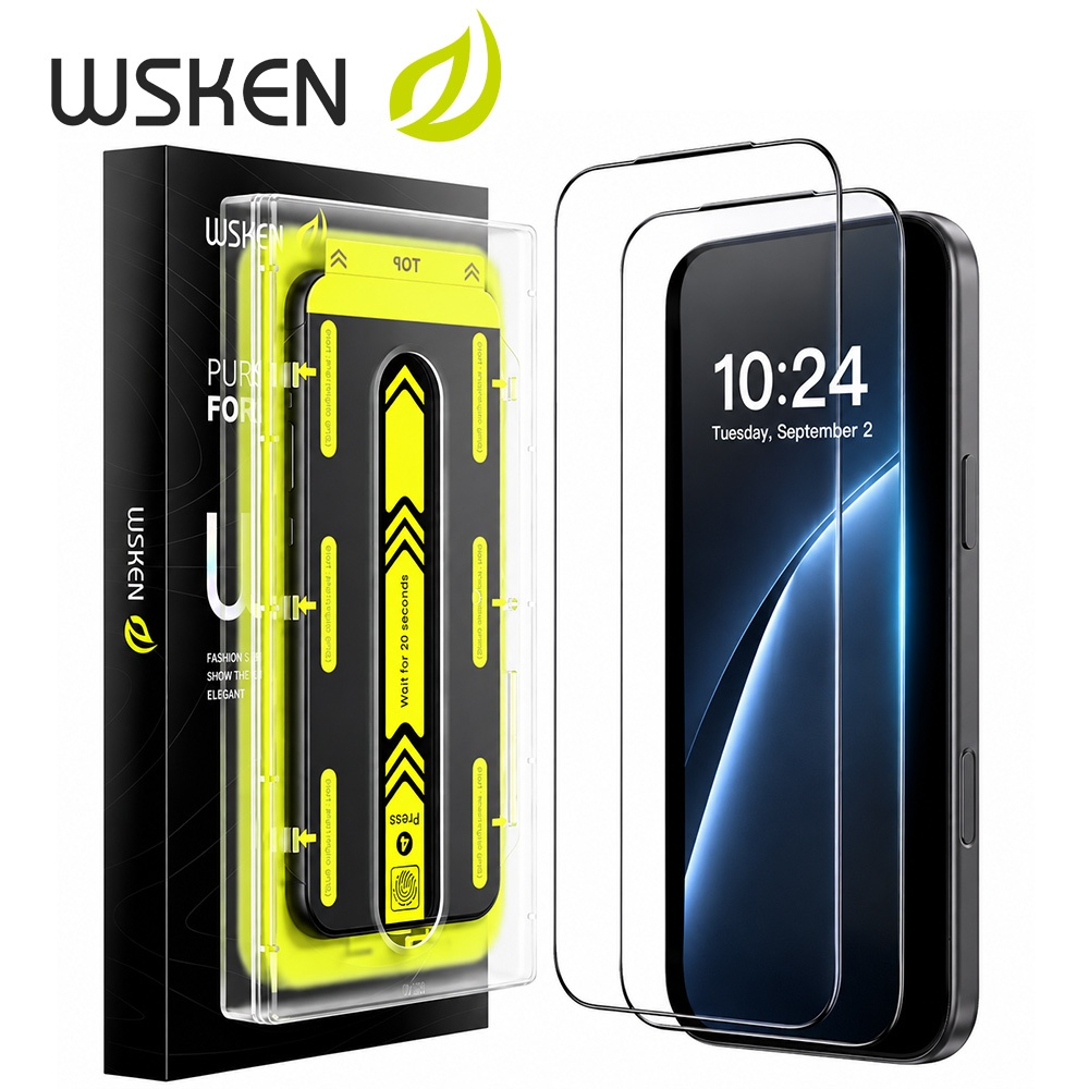 WSKEN เต็มจอ ฟิล์มกระจก for iPhone 18ProMax/18Pro กันตก ติดตั้งง่าย ระบบกำจัดฝุ่นอัตโนมัติ 2PC สำหรับ ไอโฟน 17ProMax 16ProMax 15 14 13 12 11 Pro Plus การป้องกันการตก อัลตร้า HD ฟิล์ม