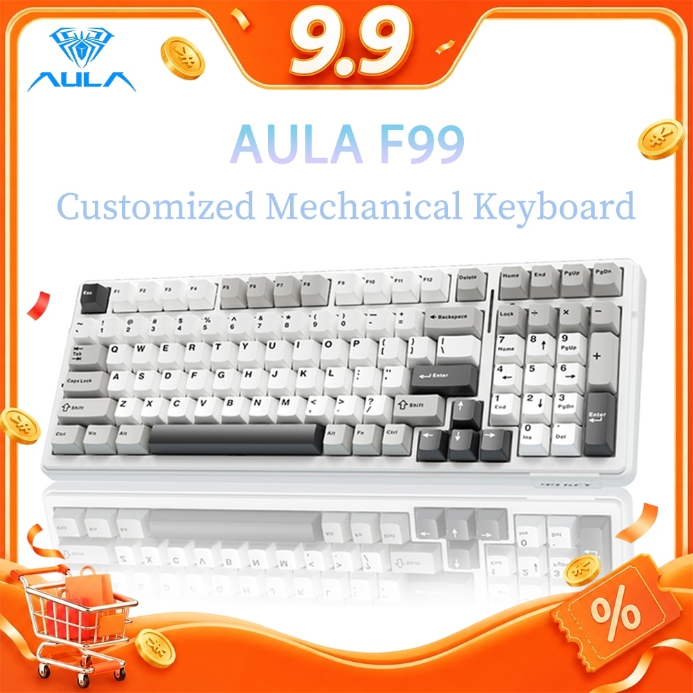 Aula F99 คีย์บอร์ด 99 คีย์ เชื่อมต่อปะเก็น 8000mAh รองรับการปรับแต่ง DIY