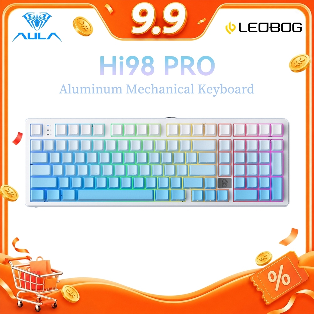 Aula LEOBOG Hi98Pro Tri-mode Custom Keyboard 101 คีย์ RGB Hot Swappable Aluminium Mechanical Keyboard