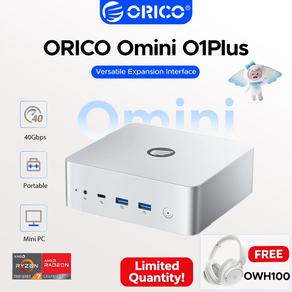 ORICO Mini PC O1Plus‐A16G AMD Ryzen 5 7535HS Radeon 660M 16GB RAM 1TB SSD 40Gbps USB‐C คอมพิวเตอร์เด