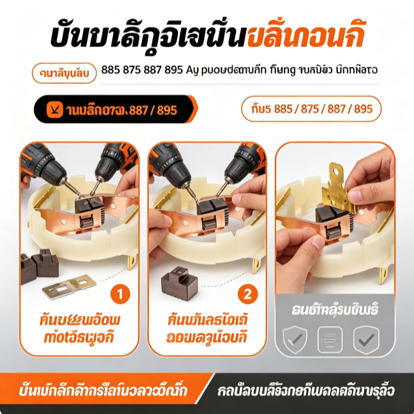 ชุดฐานแปรงถ่านและฝาครอบมอเตอร์ 885 875 887 895 อะไหล่เปลี่ยนสำหรับสว่านไฟฟ้า ไขควงไร้สาย ทนทาน