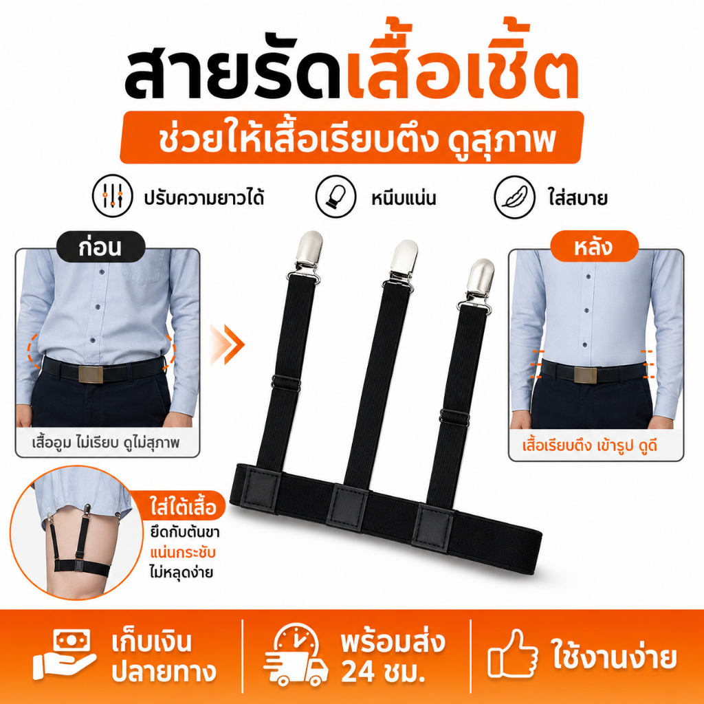 🔥พร้อมส่ง🔥 ผู้ชายเสื้อ Stay เข็มขัดลื่น Loing คลิปสุภาพบุรุษขาต้นขา Suspender Garters สายรัดแฟชั่นยืดหยุ่น UniformShirt Braces
