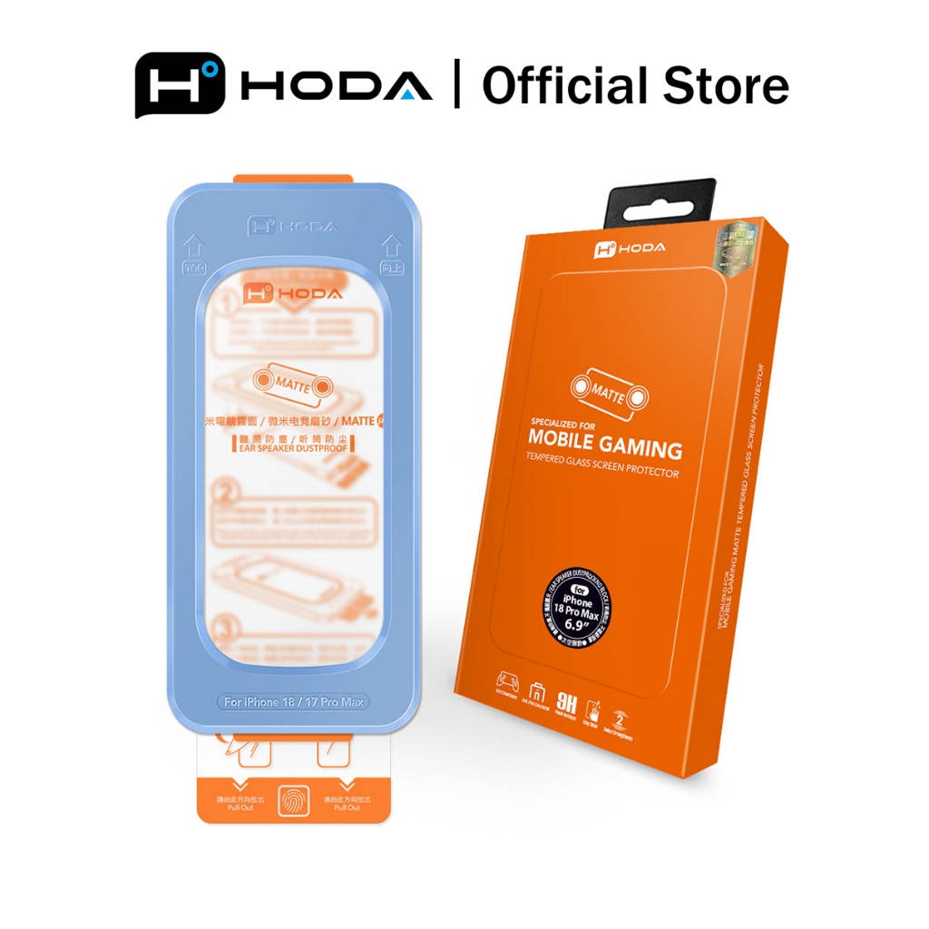 HODA 18 Pro Max กระจกกันรอยหน้าจอพร้อมตัวช่วยไร้ฝุ่น Lite สําหรับ iPhone 18 / 17 Series