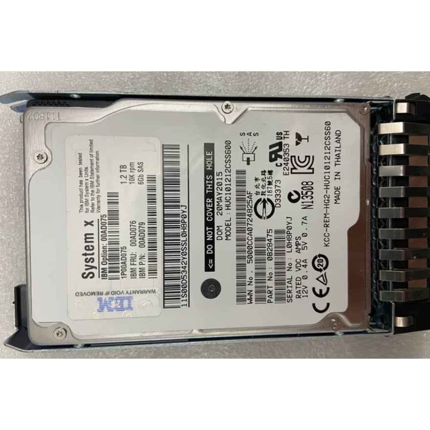 สําหรับ IBM 00AD075 00AD076 1.2T SAS 10K X3850 X5 X3650M4 เซิร์ฟเวอร์ฮาร์ดไดรฟ์