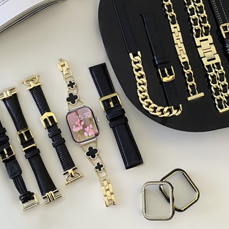 Luxury Gold black Strap For สาย Redmi Watch 6 Active Strap Redmi 5 Active สาย Redmi Watch 6 lite Band Metal Redmi watch 6 สาย Redmi Watch 5 lite Strap Mi band 10 pro Designed Redmi watch 3 active สาย TPU Soft Full Redmi watch 4 / Redmi watch 5 Active สาย