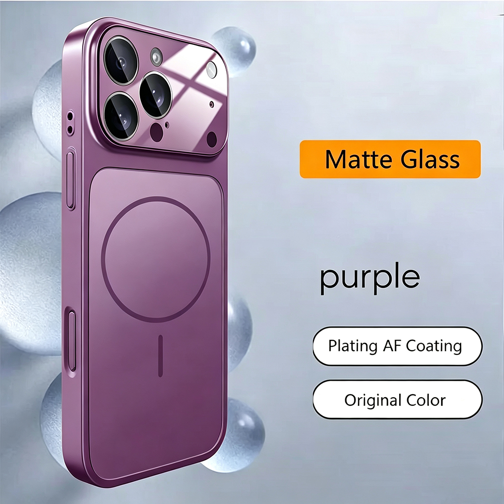 Frosted Glass Matteเคสโทรศัพท์แม่เหล็กสําหรับiPhone 17 16 15 14 13 18 Pro Max Ultra-บางกล้องหน้าต่าง