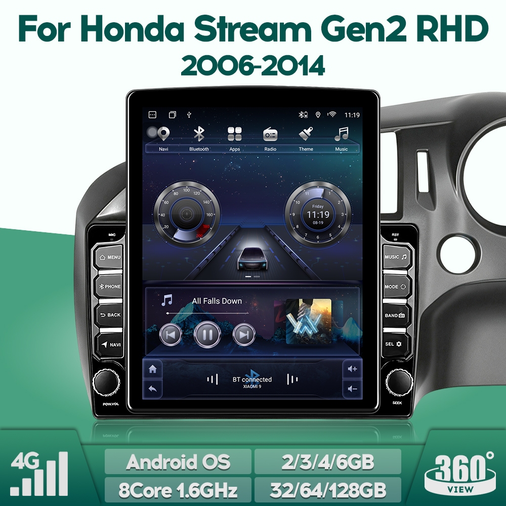 WeBetter TopNavi 9.7in IPS 8Core แนวตั้งAndroidเครื่องเล่นวิทยุติดรถยนต์สําหรับHonda Stream Gen2 RN6