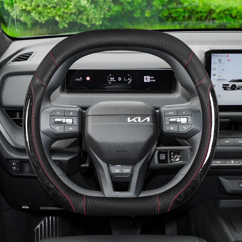 Mahogany Wood Grain หนังพวงมาลัยรถสําหรับ New Kia EV3 EV5 EV6 Stonic GT Line K4 2025 อุปกรณ์เสริมอัต