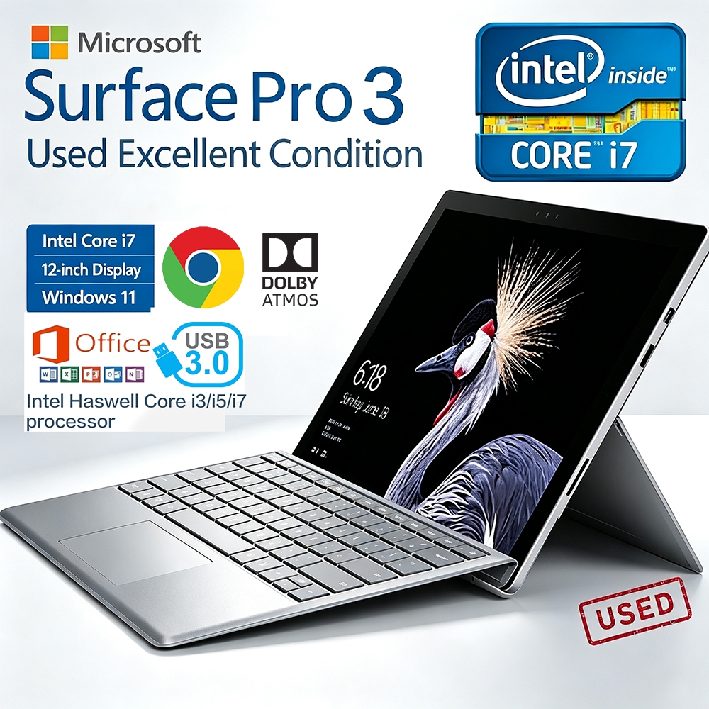 Microsoft Surface Pro 3 12 นิ้วหน้าจอสัมผัสแท็บเล็ตแล็ปท็อป Intel i5 i7 4GB/8GB RAM SSD Windows 11 ค