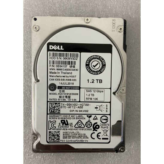 สําหรับ DELL 00KV02 HUC101812CSS200 0B34157 ฮาร์ดไดรฟ์ 1.2TB SAS 10K