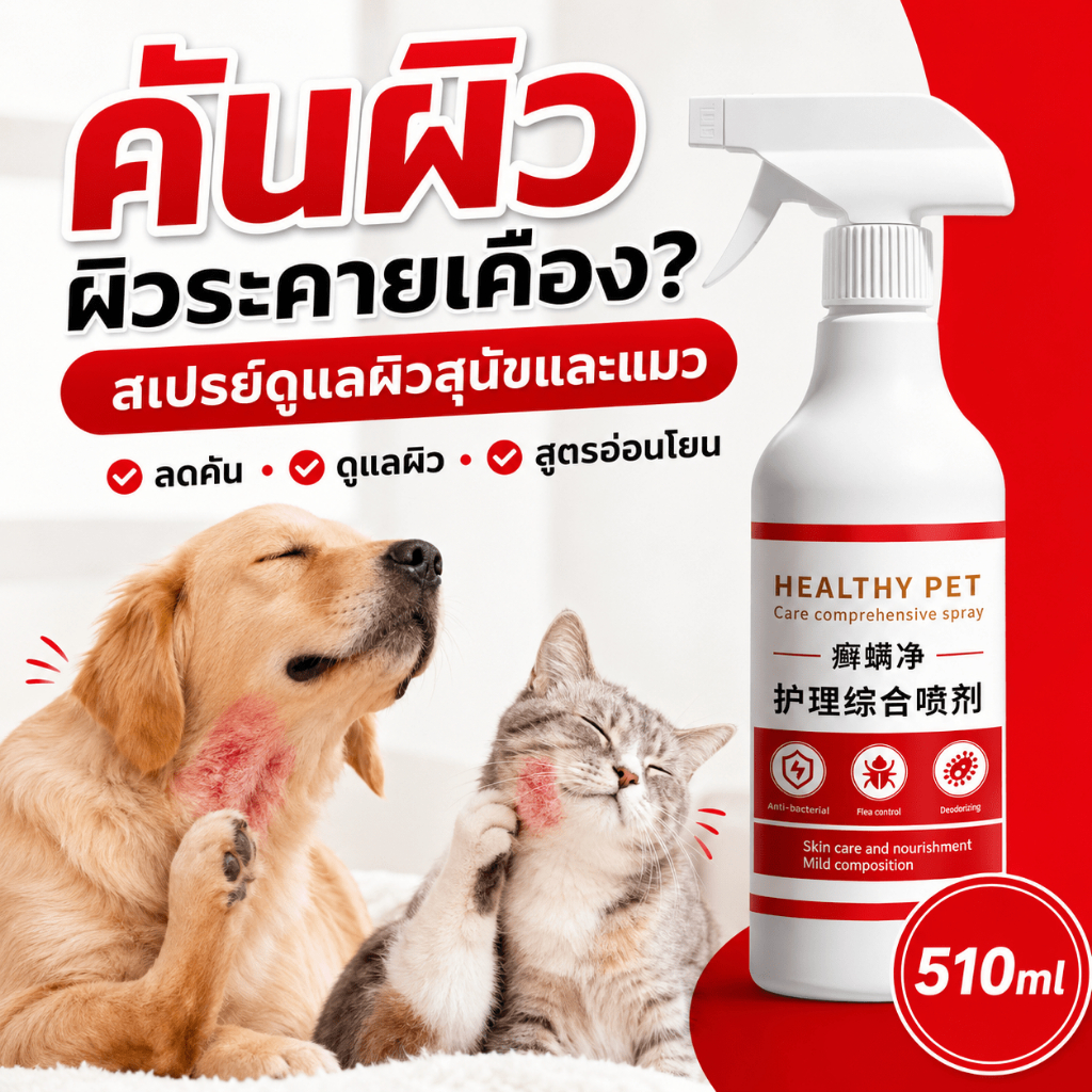 👍ปกป้องสุขภาพผิว👍AL สเปรย์ผิวหนังสัตว์เลี้ยง 510ml เชื้อราแมว สเปรย์ขี้เรื้อน โรคผิวหนังสุนัข สูตรธรรมชาติ ใช้งานได้อย่างมั่นใจ