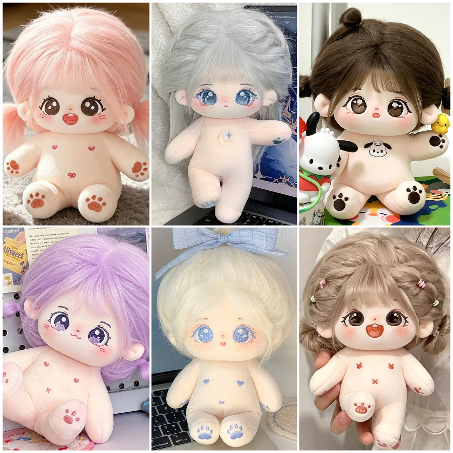 20ซม.ผ้าฝ้ายตุ๊กตาทอดผมดาวตุ๊กตา20ซมเปลือยกับโครงกระดูกตุ๊กตา