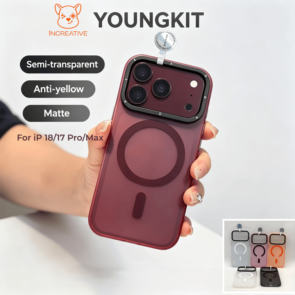 Youngkit เคสไอโฟน 18 Pro Max for iPhone 17/18 Promax ป้องกันกระแทก บางเบา ใสกึ่งโปร่งใส กันรอยนิ้วมือ TPU ขอบนุ่ม แม่เหล็กดูดแน่น