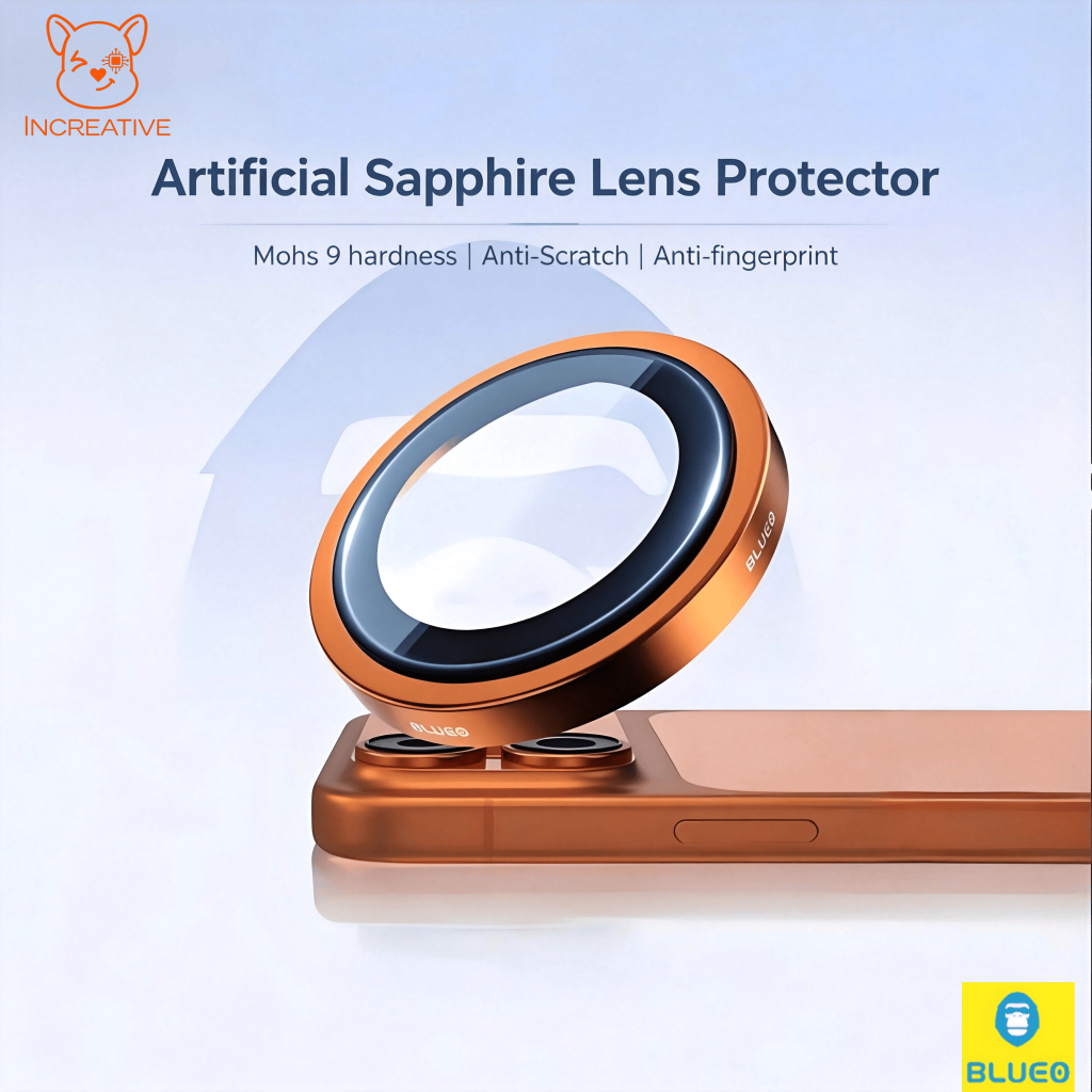 BLUEO Mohs 9 ฟิล์มปกป้องกล้อง Sapphire Lens Protector สำหรับ iPhone 18/17/16/15 Pro Max - กันรอย ป้องกันรอยนิ้วมือ ​ความละเอียดสูง camera glass/ring