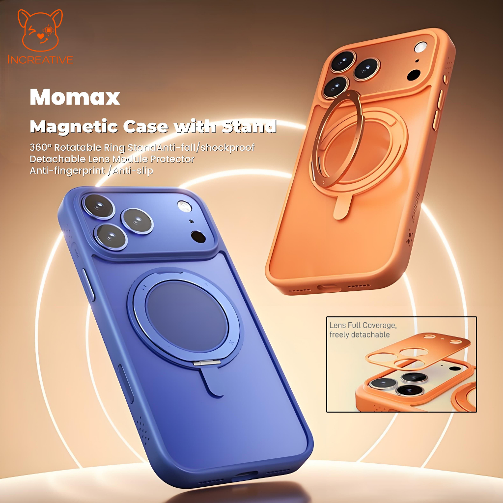 โมแม็กซ์ 360° ขาตั้งแหวนหมุนได้เคสแม่เหล็กสําหรับiPhone 17 Pro Max -กันกระแทกป้องกันลายนิ้วมือเคสFOR