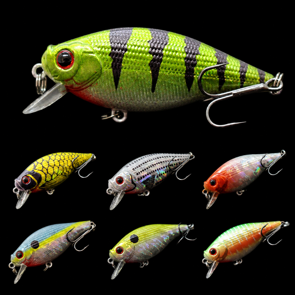 WLure Crankbait ขนาด 6.5 ซม., น้ำหนัก 7.4g แบบ Wobbler สำหรับตกปลามัสมัน ตัวลอยทดสอบ สี C547