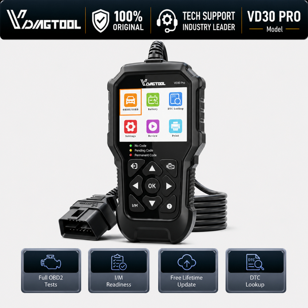 VDIAGTOOL VD30 PRO Code Reader OBD2 Scanner Check Engine Lifetime Free Update I/M Readiness