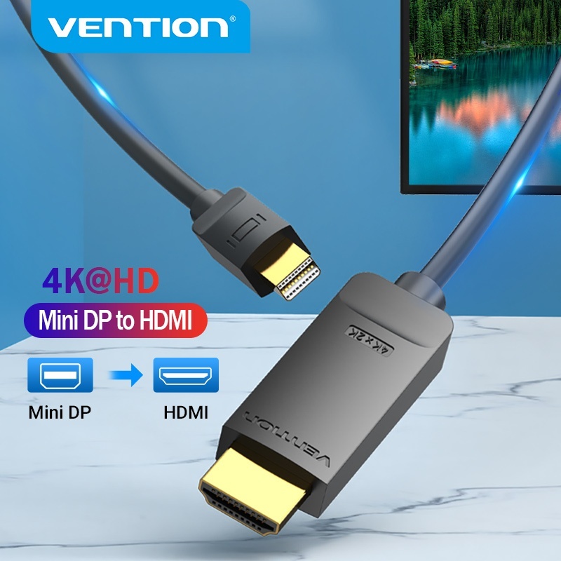 Vention Mini DP to HDMI Cable 4K 30HZ Mini DisplayPort HDMI แปลงสายเคเบิลวิดีโอ สําหรับ Macbook iMac mbp